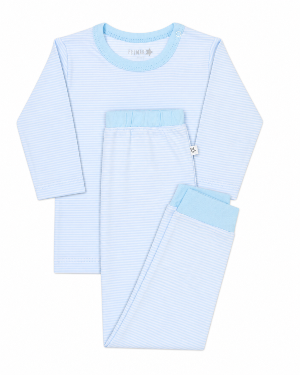 Conjunto Pijama Largo Rayas Celeste