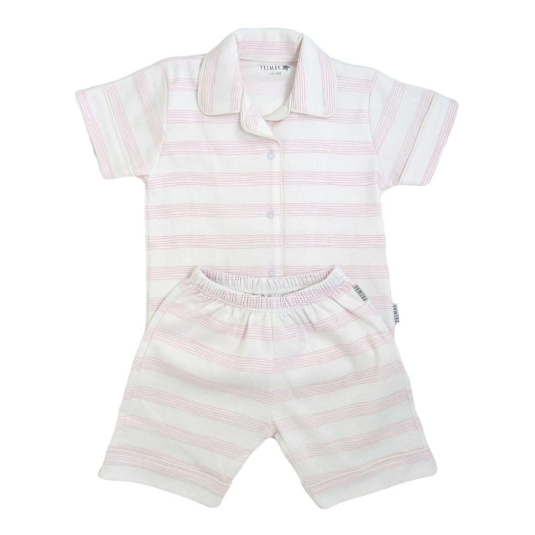 Pijama Corto Rayas Rosado